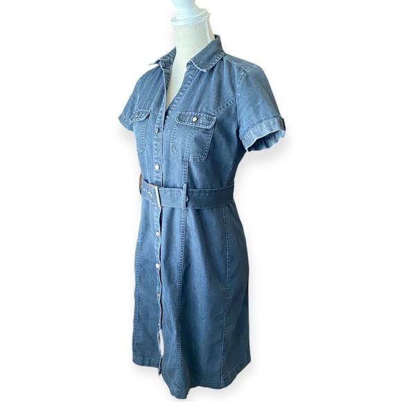 Apt. 9 Chambray Shirtdress with Buckle Belt Size 4 - Picture 3 of 15